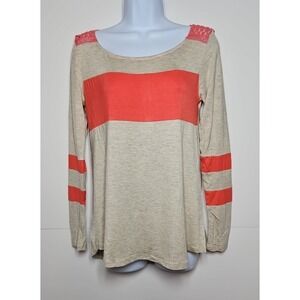 Hailey & Co Women's Gray Pink Stripe Long Sleeve Top Size Medium NWOT